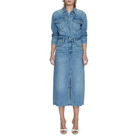 NWT Pistola Amira in Marcel Blue Heavyweight Denim Midi Shirt Dress M $228 - Picture 8 of 11